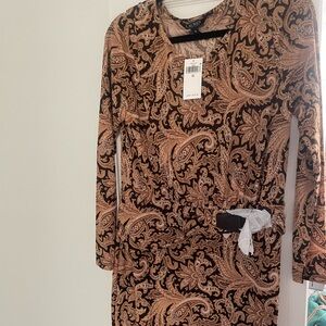Ralph Lauren brown paisley dress NWT